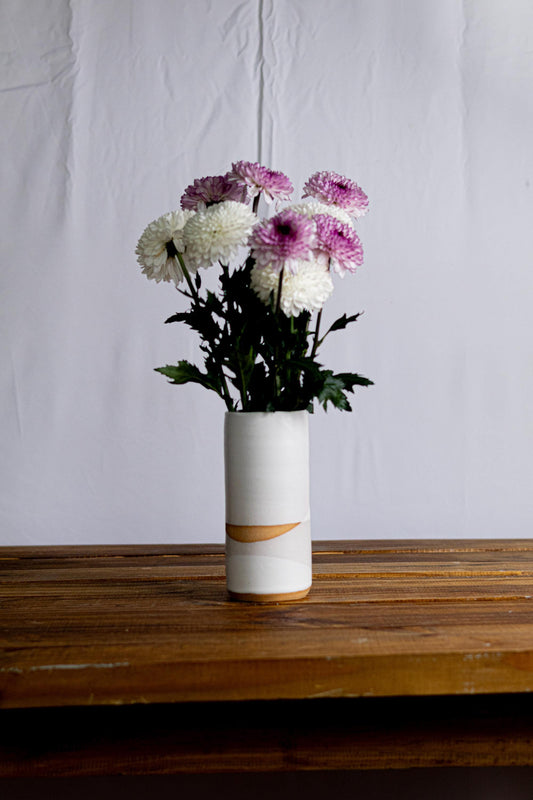Handmade Criss-Cross Tall Cylinder Vase  Unique Ceramic Flower vase