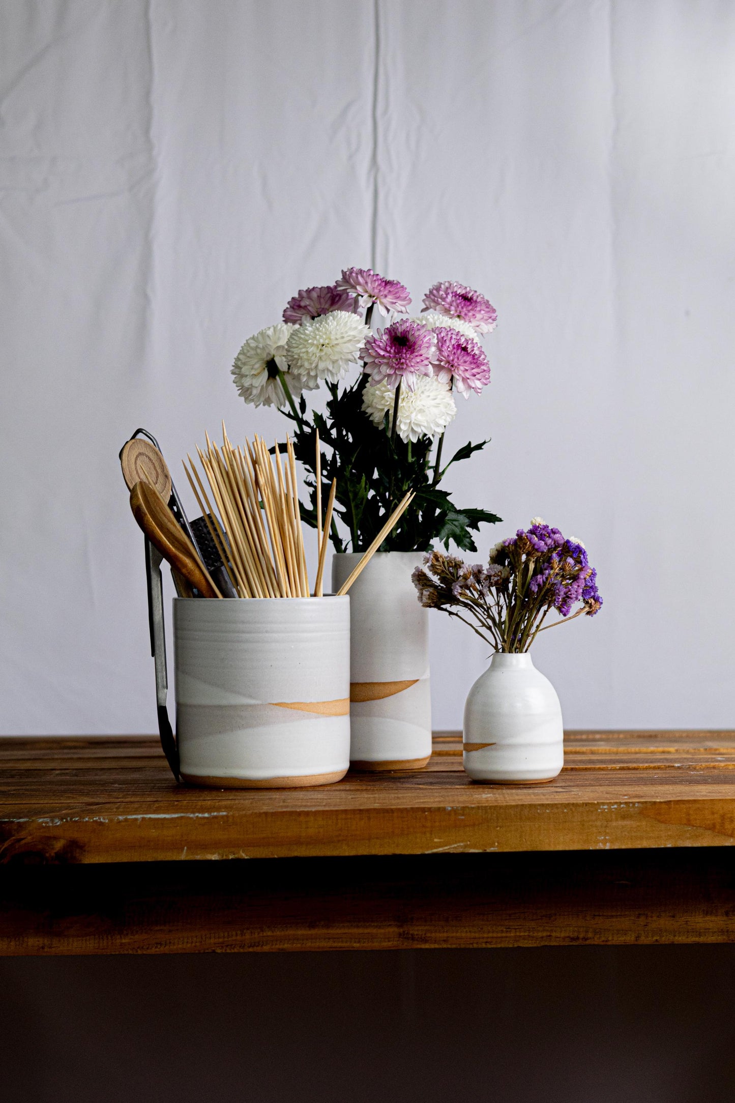 Handmade Ceramic Bud Vase: Beige Stoneware, Minimalist Decor