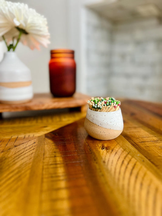 Matchstick Holder - Handmade Ceramic - Strike-On-Side Design - Multiple Color Options