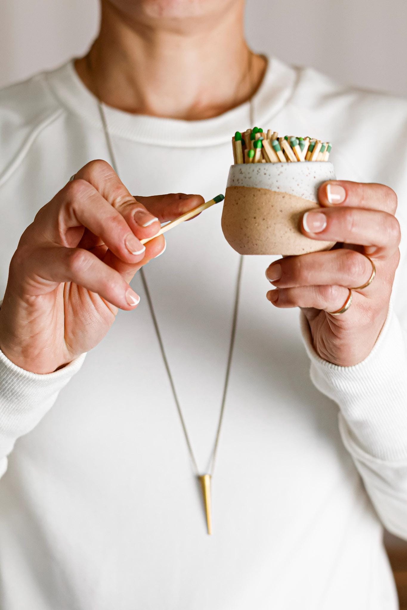 Matchstick Holder - Handmade Ceramic - Strike-On-Side Design - Multiple Color Options