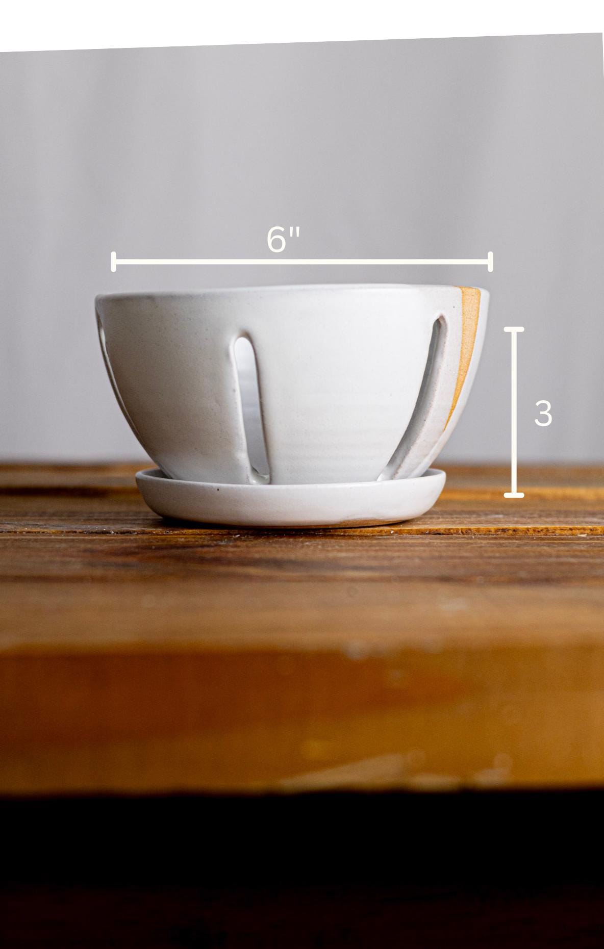 Handmade Ceramic Berry Bowls with saucers  Natural Stoneware   Colander Bowls- colors