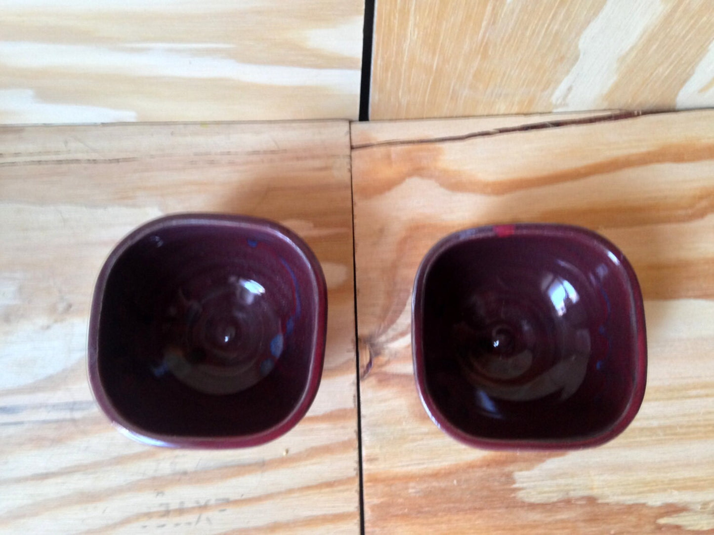 handcrafted red square ceramic ramekins (set of two)