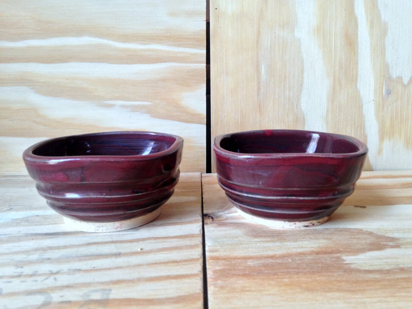 handcrafted red square ceramic ramekins (set of two)