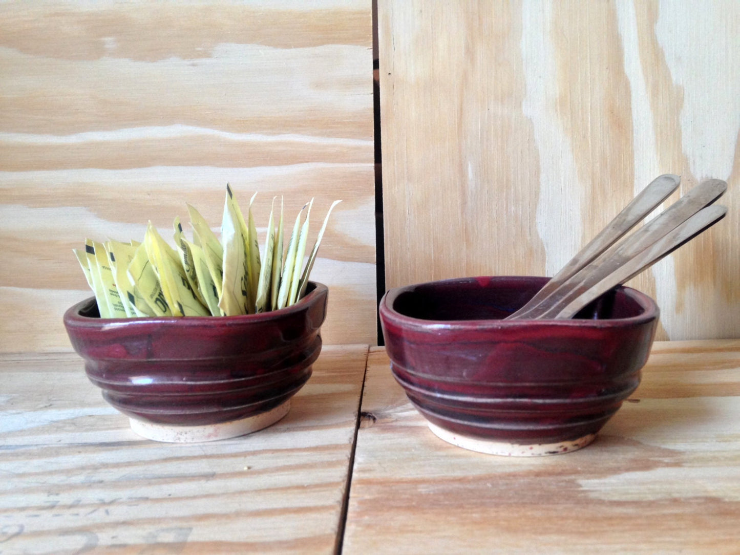 handcrafted red square ceramic ramekins (set of two)