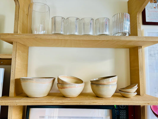 Sloped Ceramic Bowls - Natural Stoneware - Modern Handmade Kitchenware - Multiple Sizes, NEW!