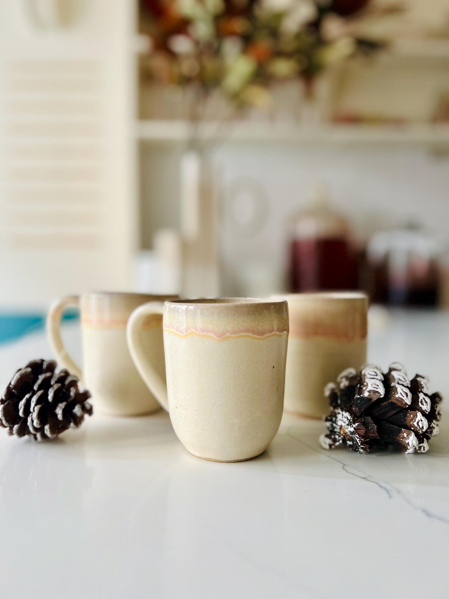 Sloped tall mug- Handmade Ceramic coffee cup with handle - 12 oz- new design!