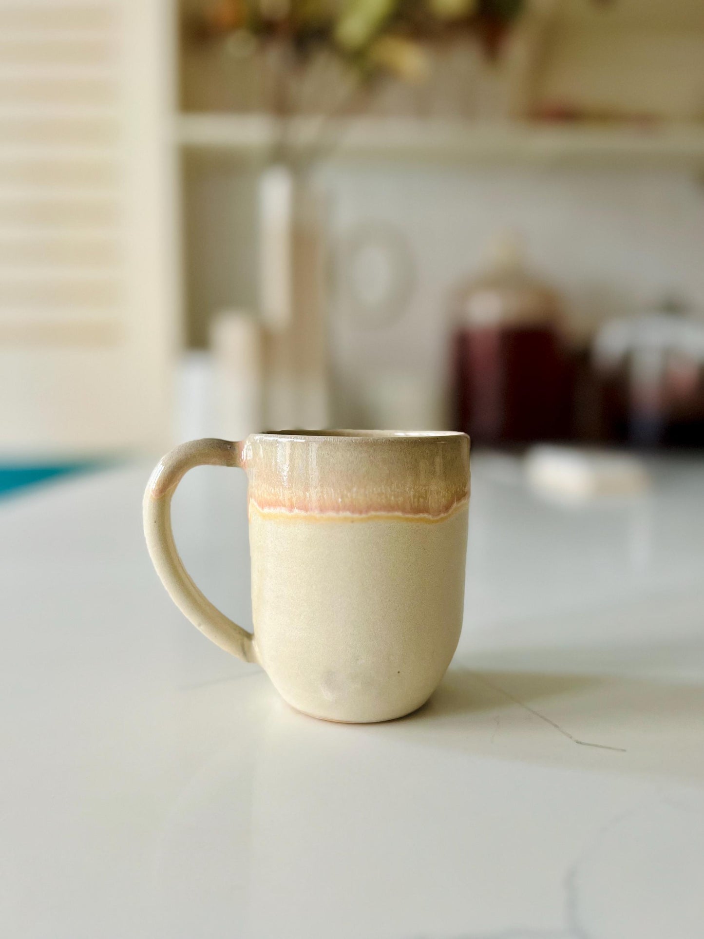 Sloped tall mug- Handmade Ceramic coffee cup with handle - 12 oz- new design!