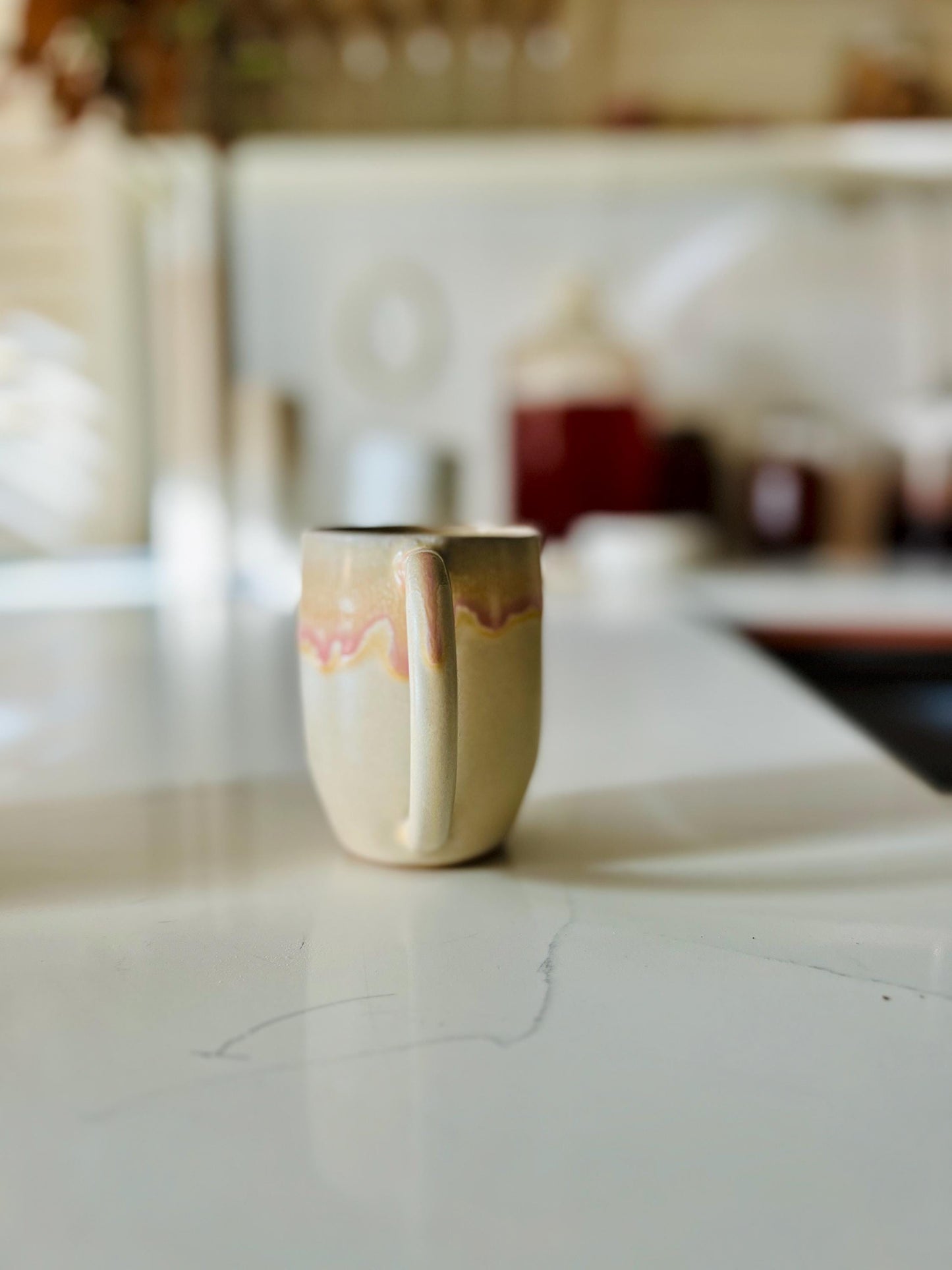 Sloped tall mug- Handmade Ceramic coffee cup with handle - 12 oz- new design!