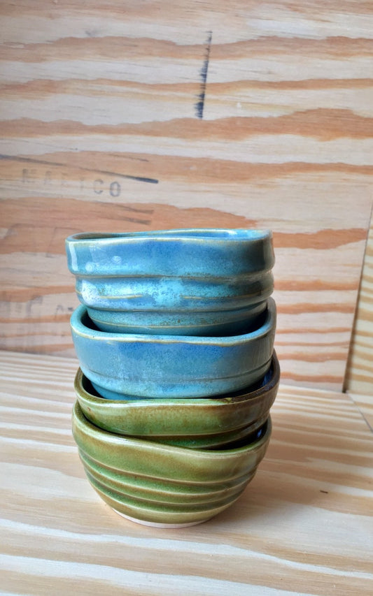 Set of two crafted square ramekins different colors available