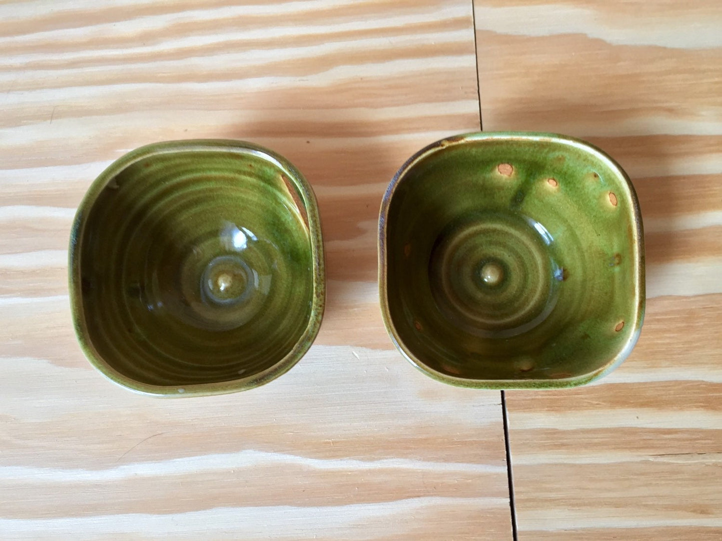 Set of two crafted square ramekins different colors available