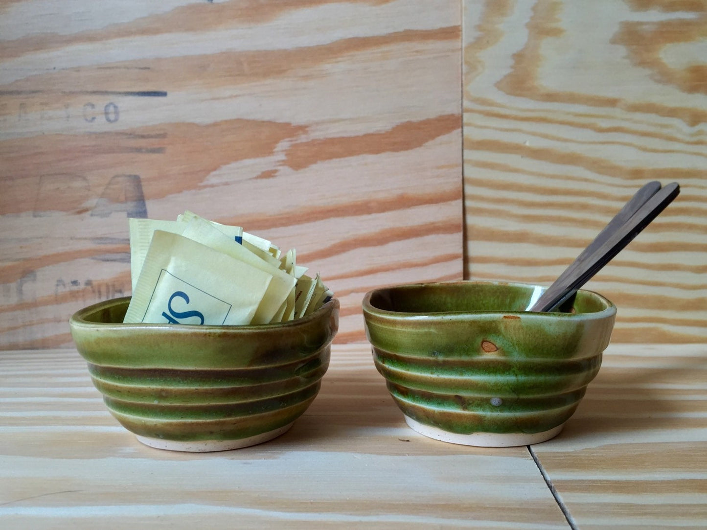 Set of two crafted square ramekins different colors available