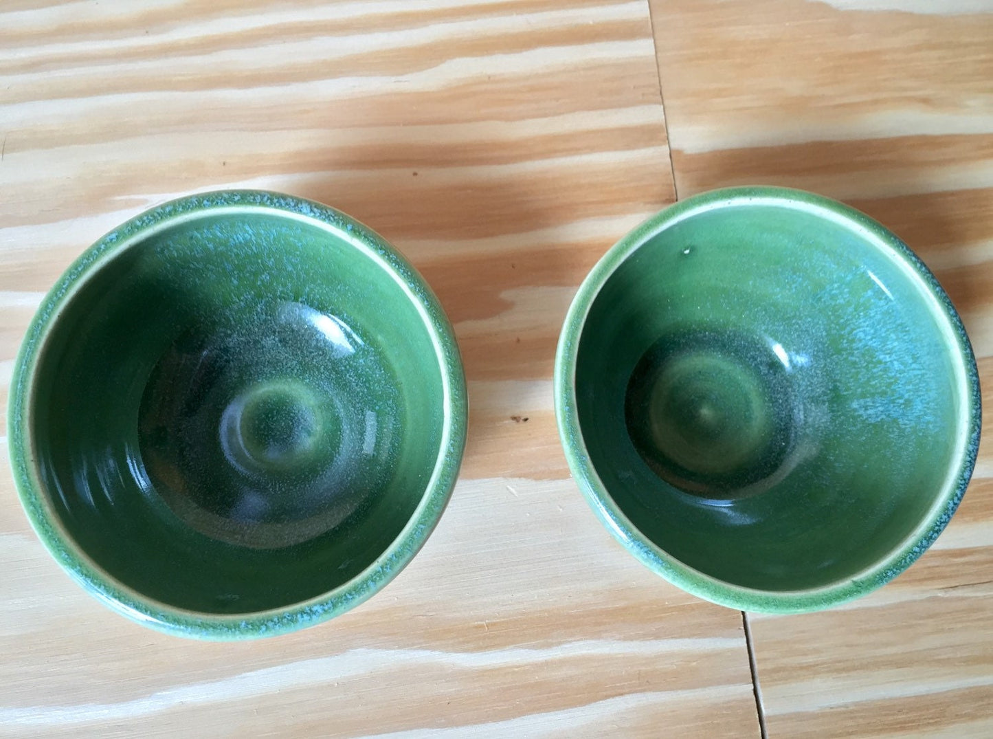 Set of two Handcrafted turquiose or blue  round ramekins