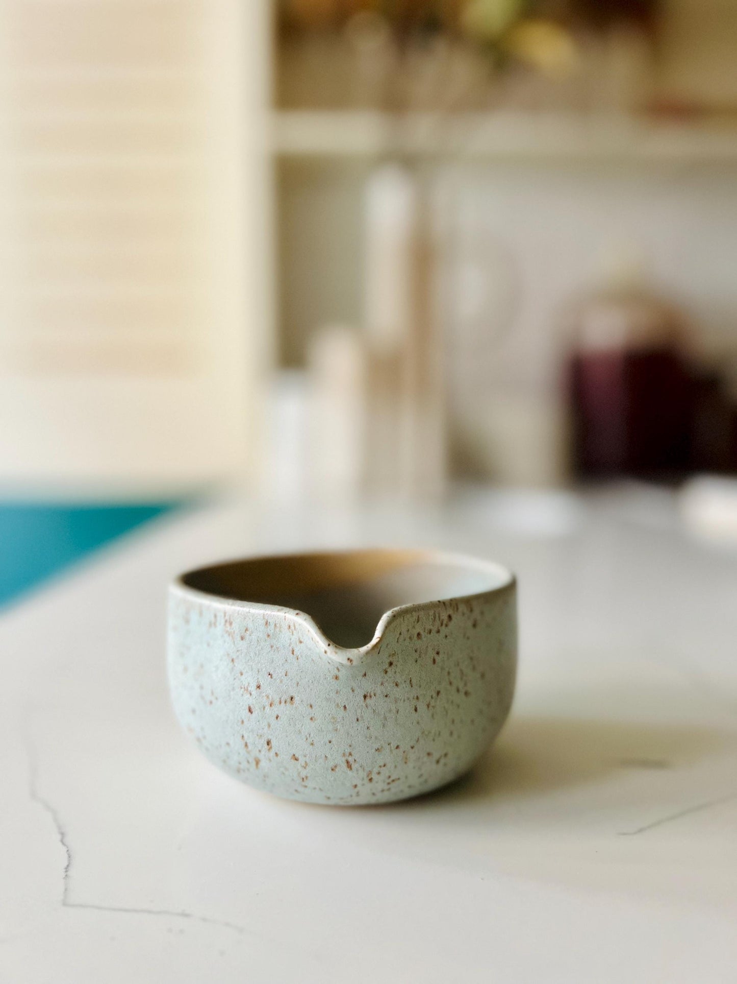 Wide bottom Matcha Bowl. Handmade Set with Spout Bamboo Whisk and Chasen Holder optional