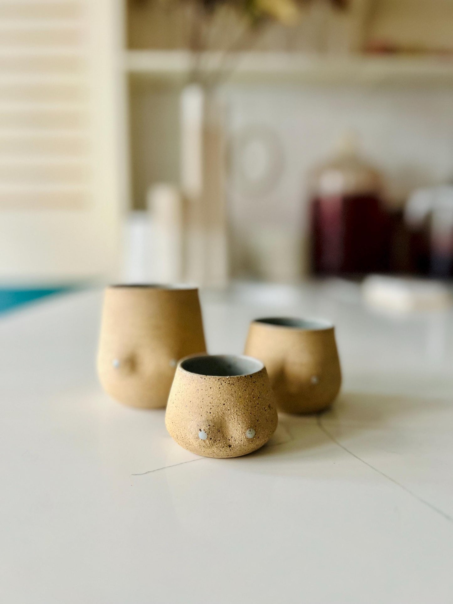 NEW Boob cup- Fun colors- Handmade Ceramic Mug - Fun & Functional Gift-  4 OZ