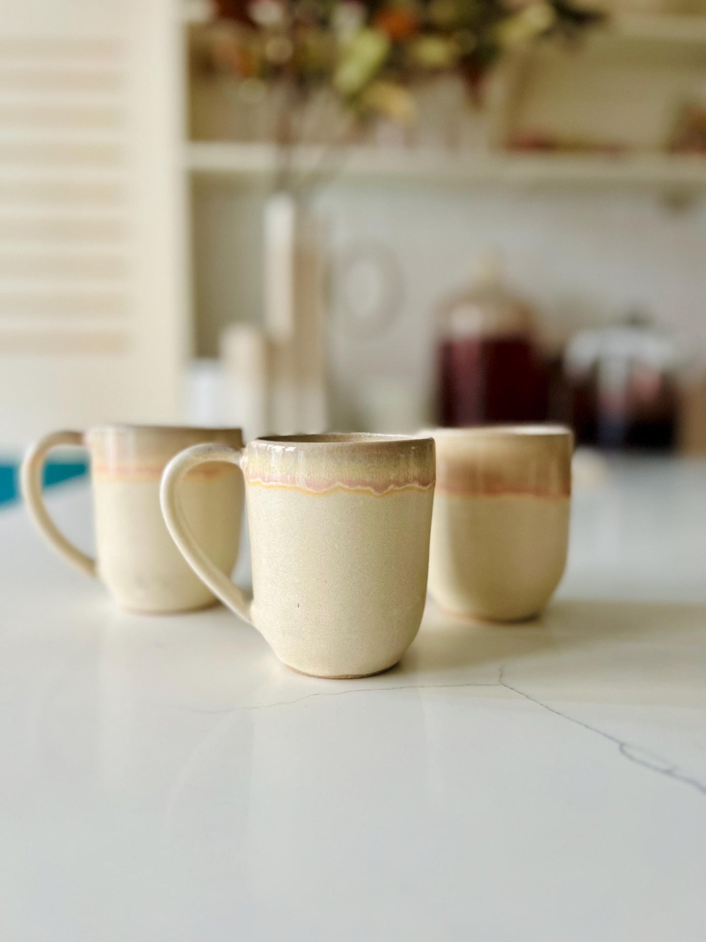 Sloped tall mug- Handmade Ceramic coffee cup with handle - 12 oz- new design!