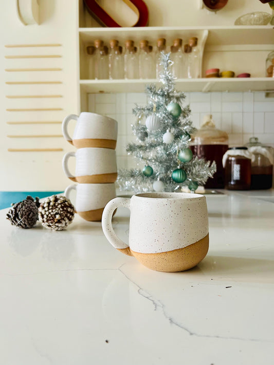 Handmade White Ceramic Coffee Mug - Large Cappuccino Cup, Pottery Kitchenware