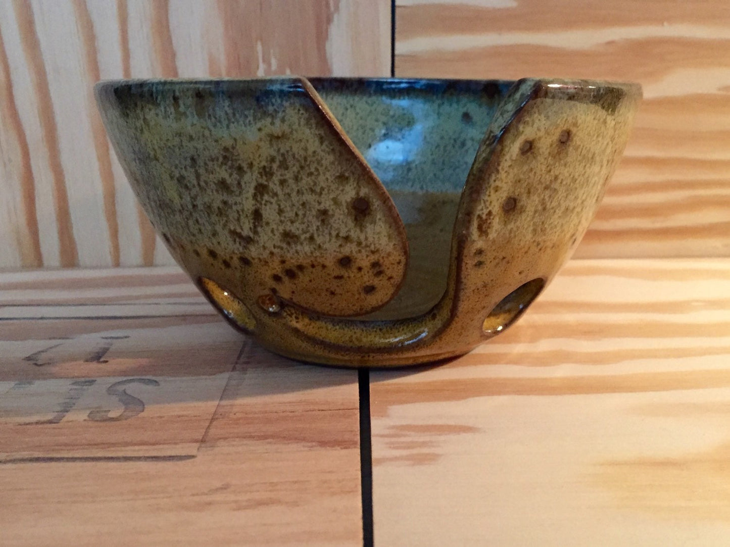 Handmade ceramic knitting yarn bowl