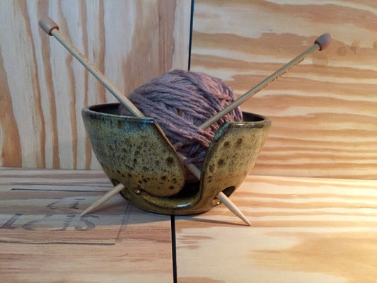 Handmade ceramic knitting yarn bowl