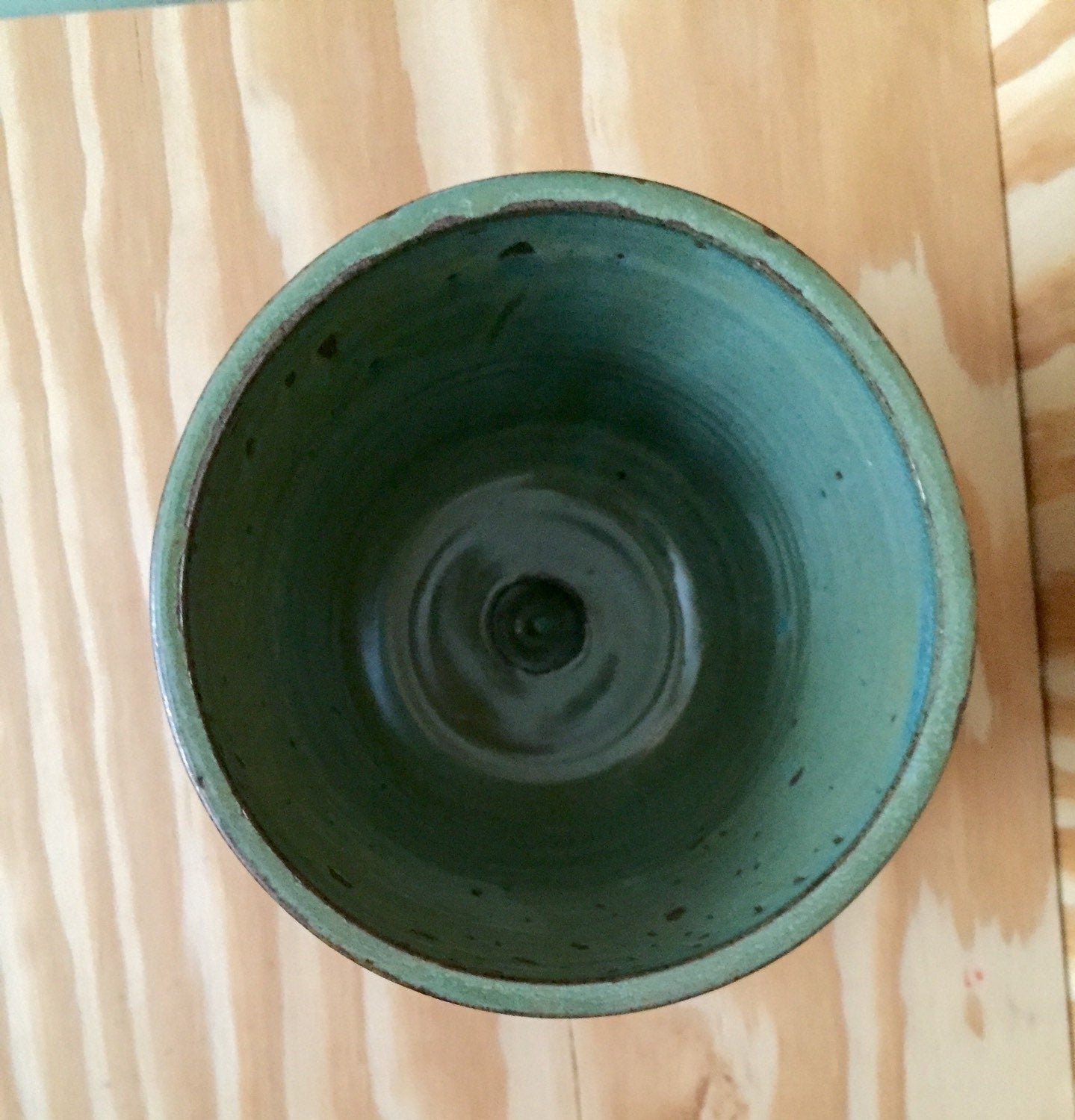 Handemade turqiouse ceramic planter with base