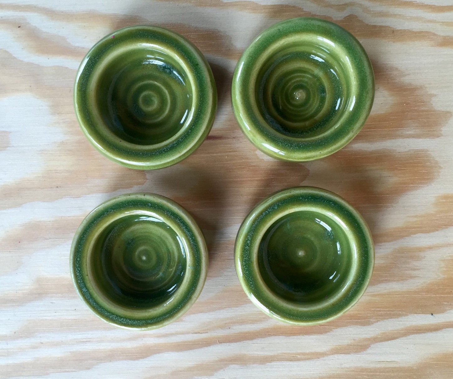 Set of two handmade candle/ tealight holder in lime green