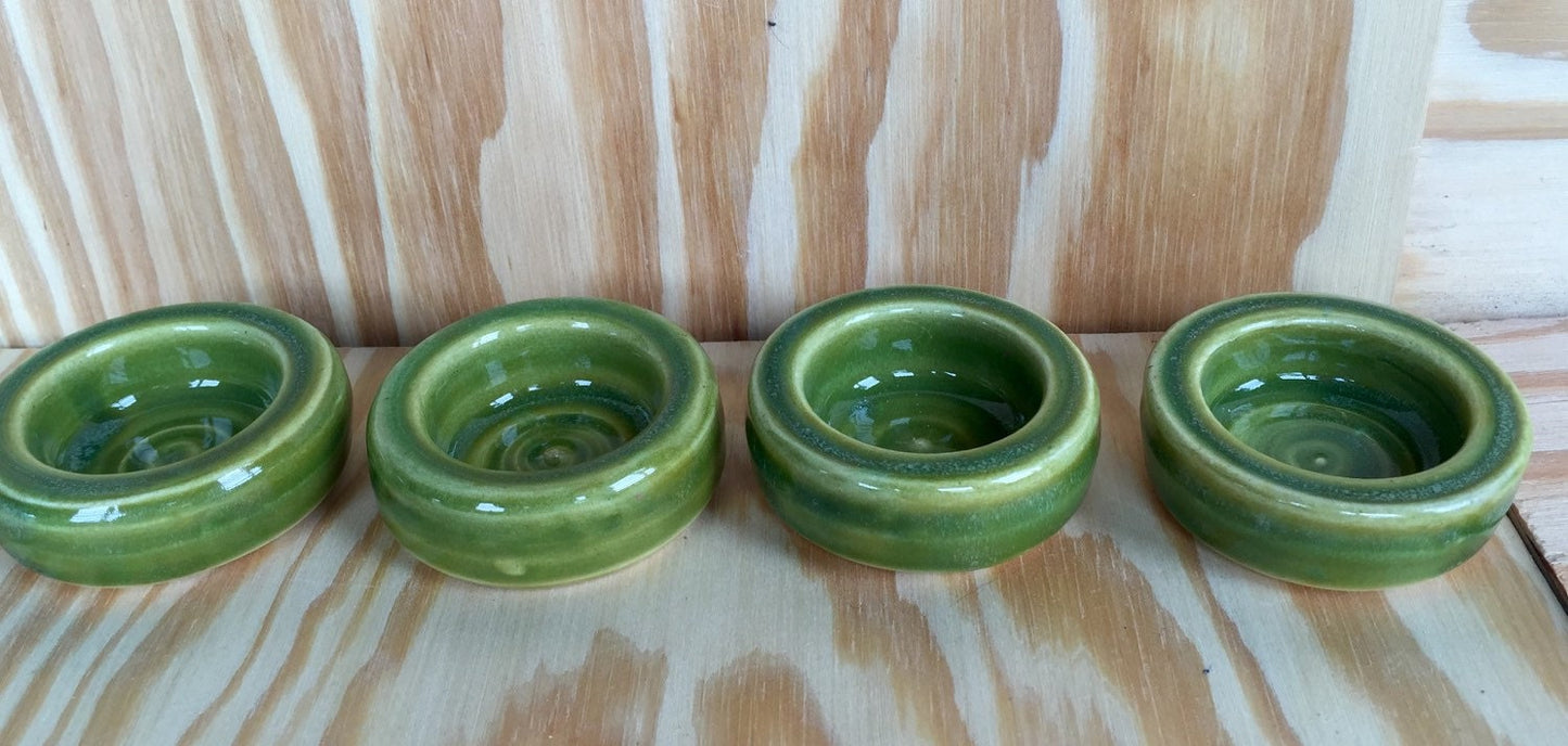 Set of two handmade candle/ tealight holder in lime green