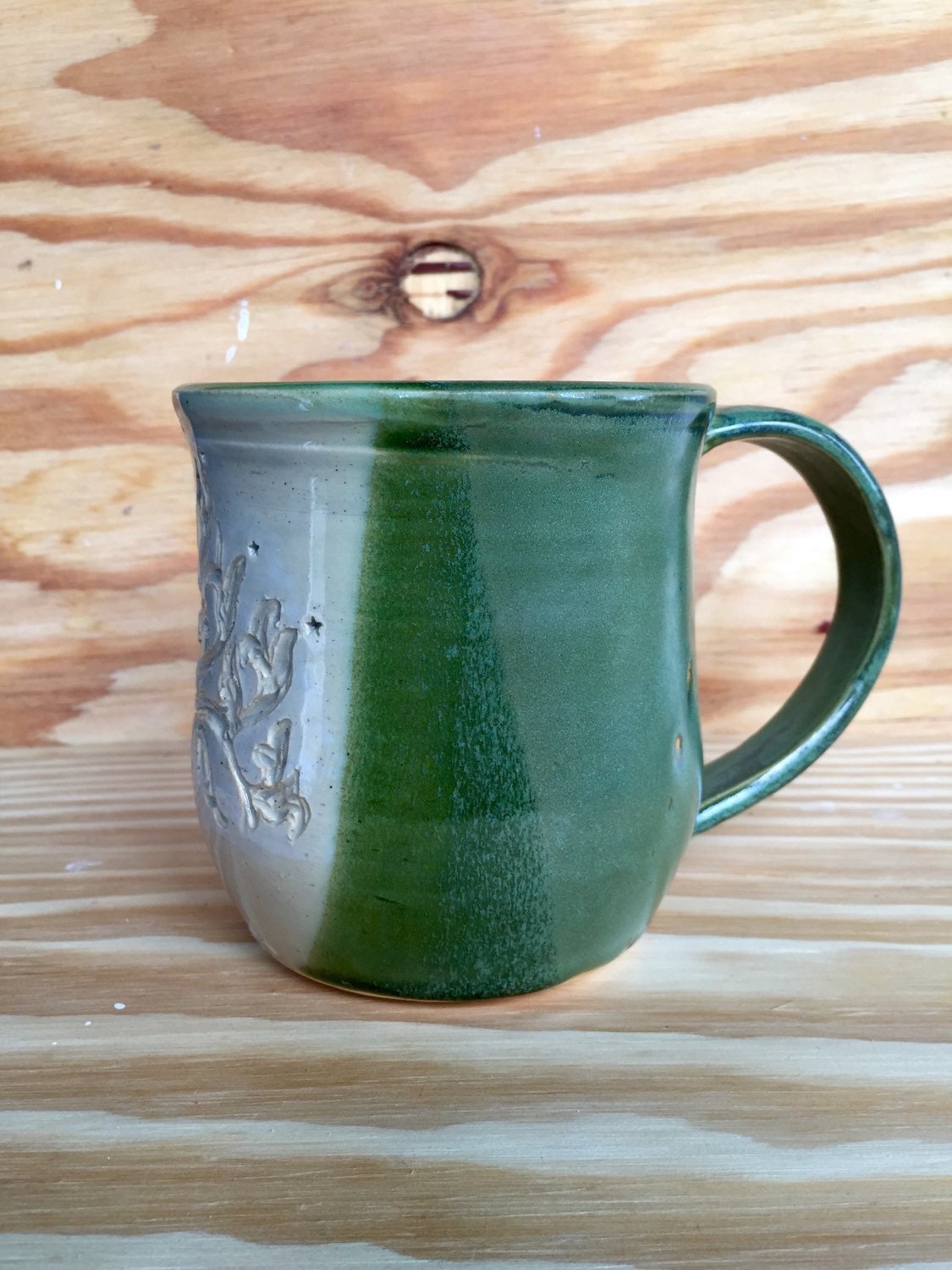 Lord of the rings inspired green ceramic coffee mug "tree of gondor"
