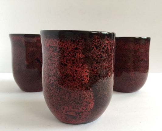 ceramic mug in deep burgandy red