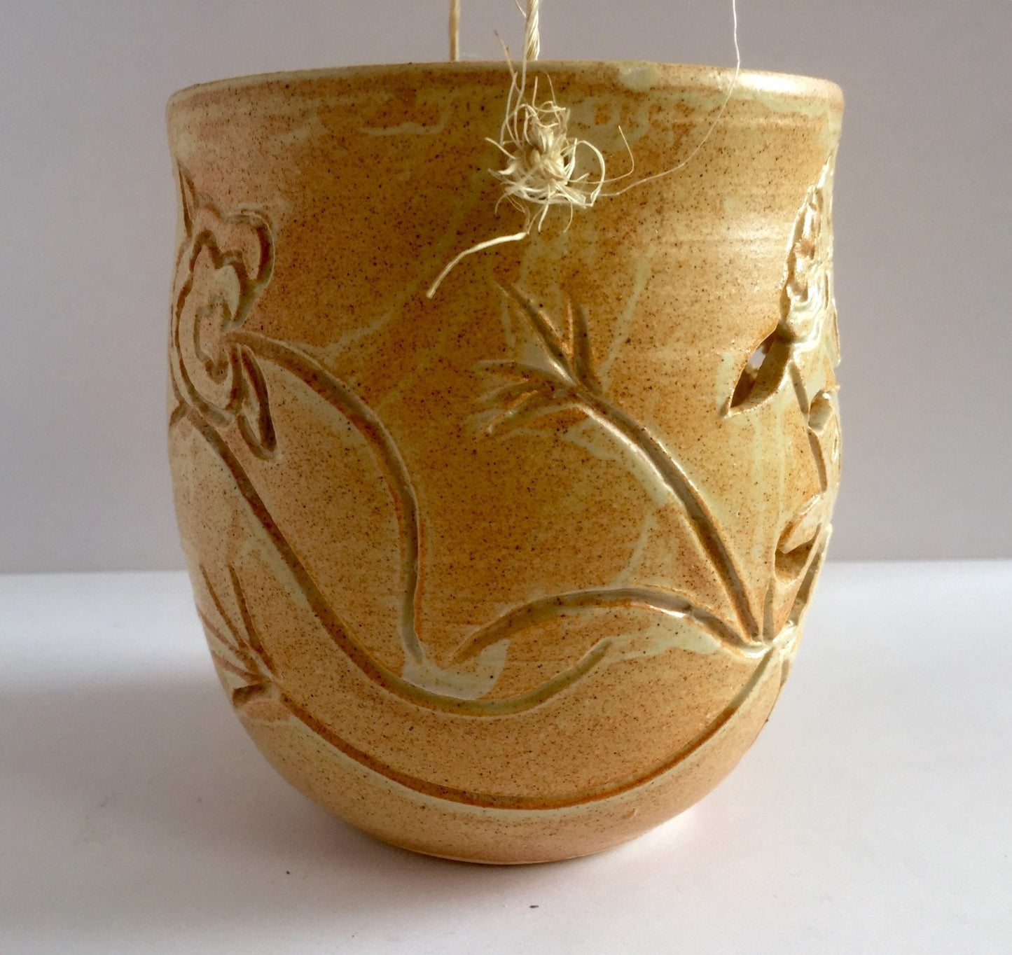 ceramic hanging lantern - hand carved sugar skull design