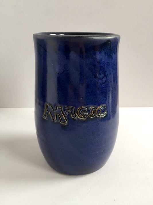 Blue Handmade "magic the gathering" themed island land ceramic pint mug