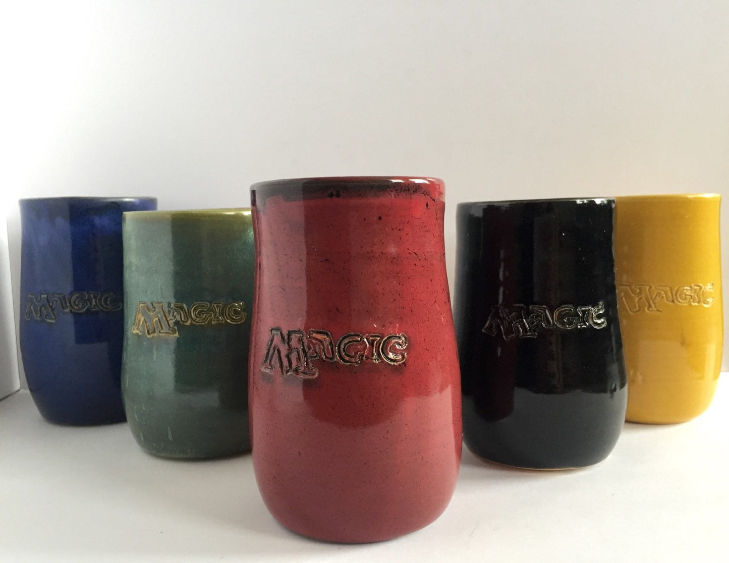 Blue Handmade "magic the gathering" themed island land ceramic pint mug