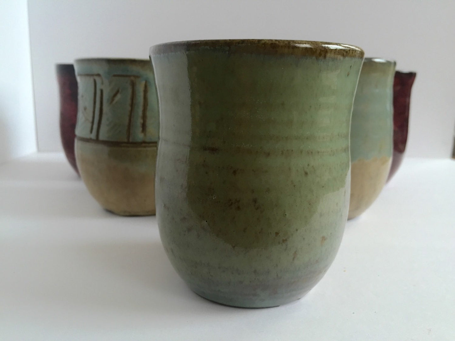 ceramic mug  in brown and blue
