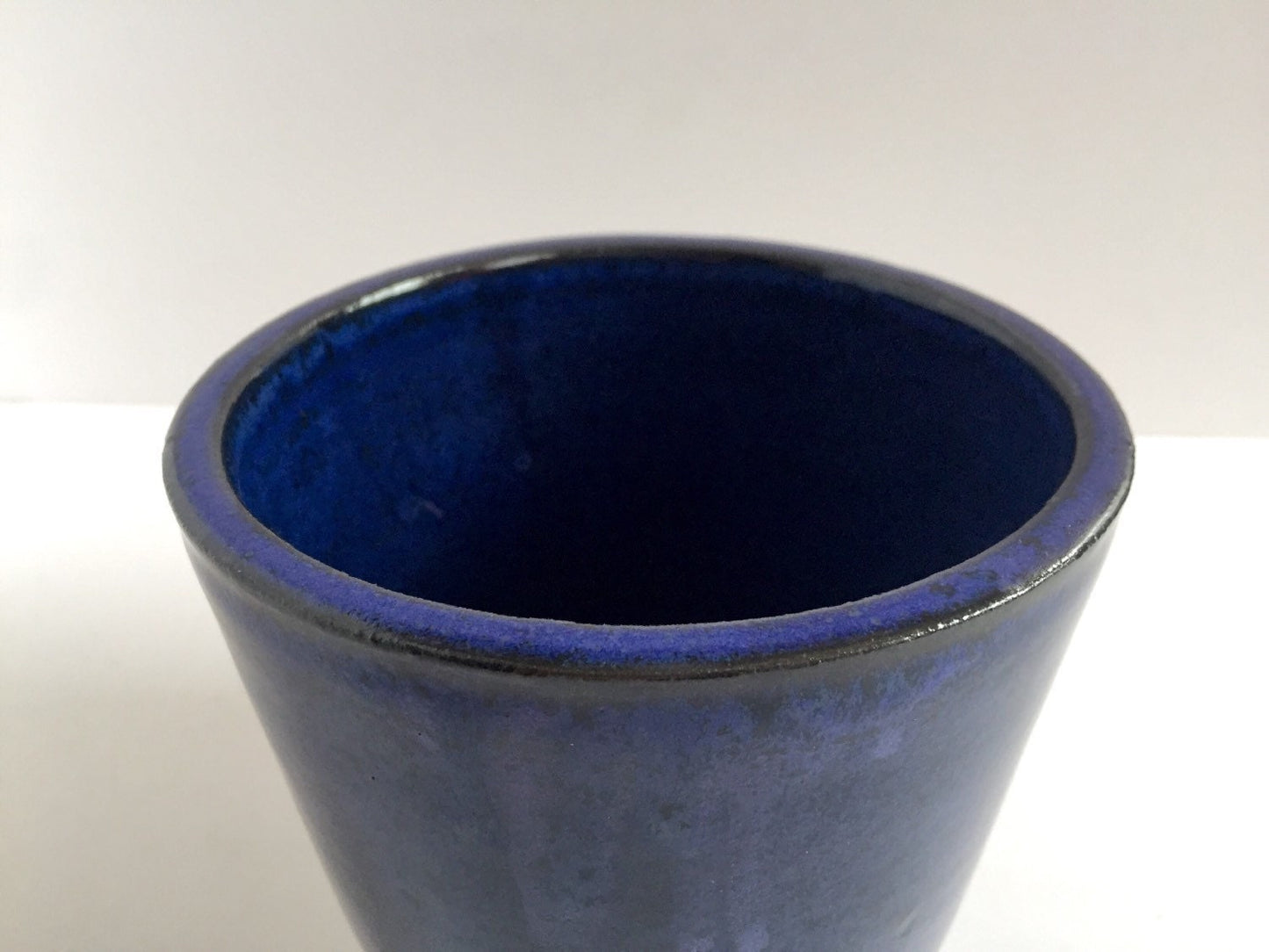 ceramic planter in cobalt blue