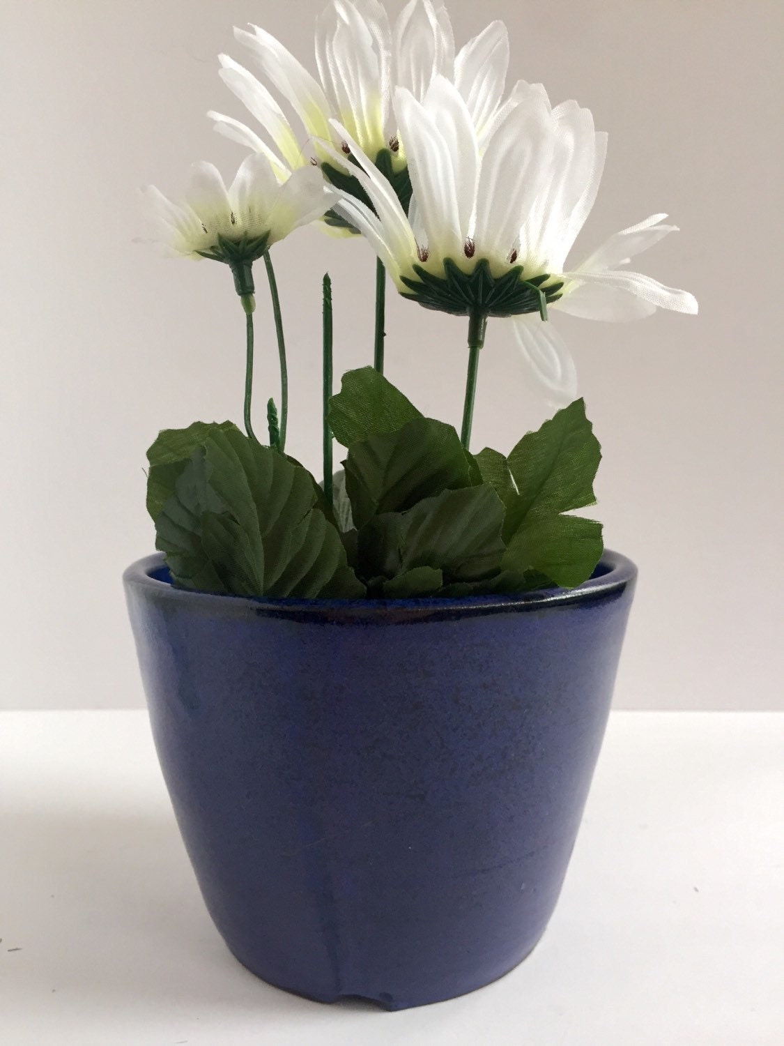 ceramic planter 4" plants in cobalt blue