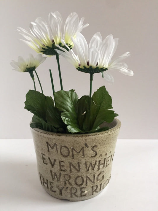 Mom inspired Handmade white ceramic outdoor planter