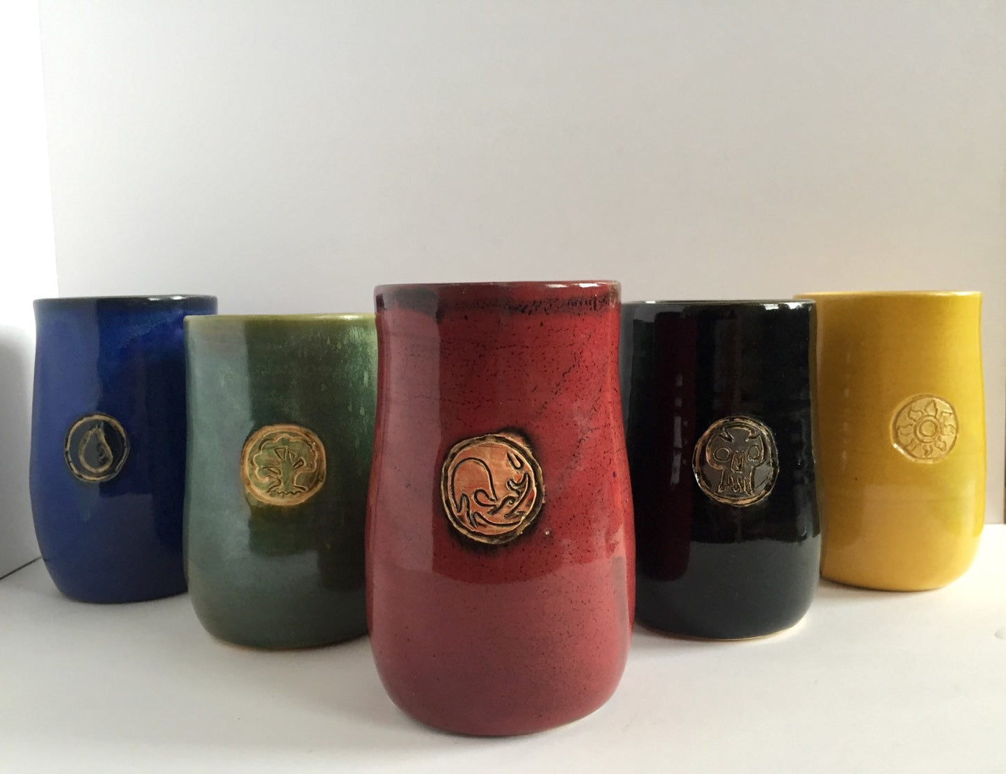 Blue Handmade "magic the gathering" themed island land ceramic pint mug