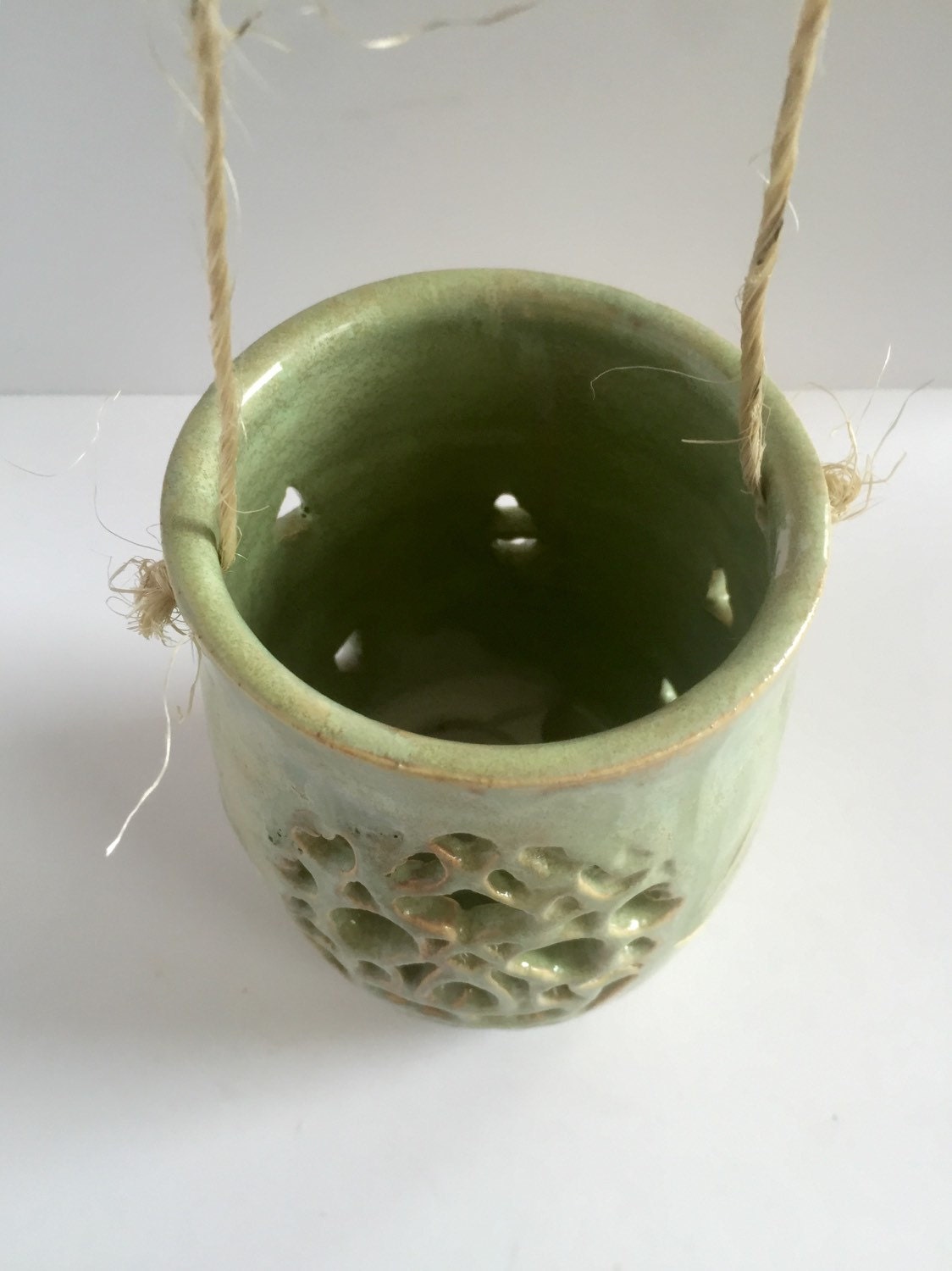 ceramics - candle lantern - sugar skull- blue/green