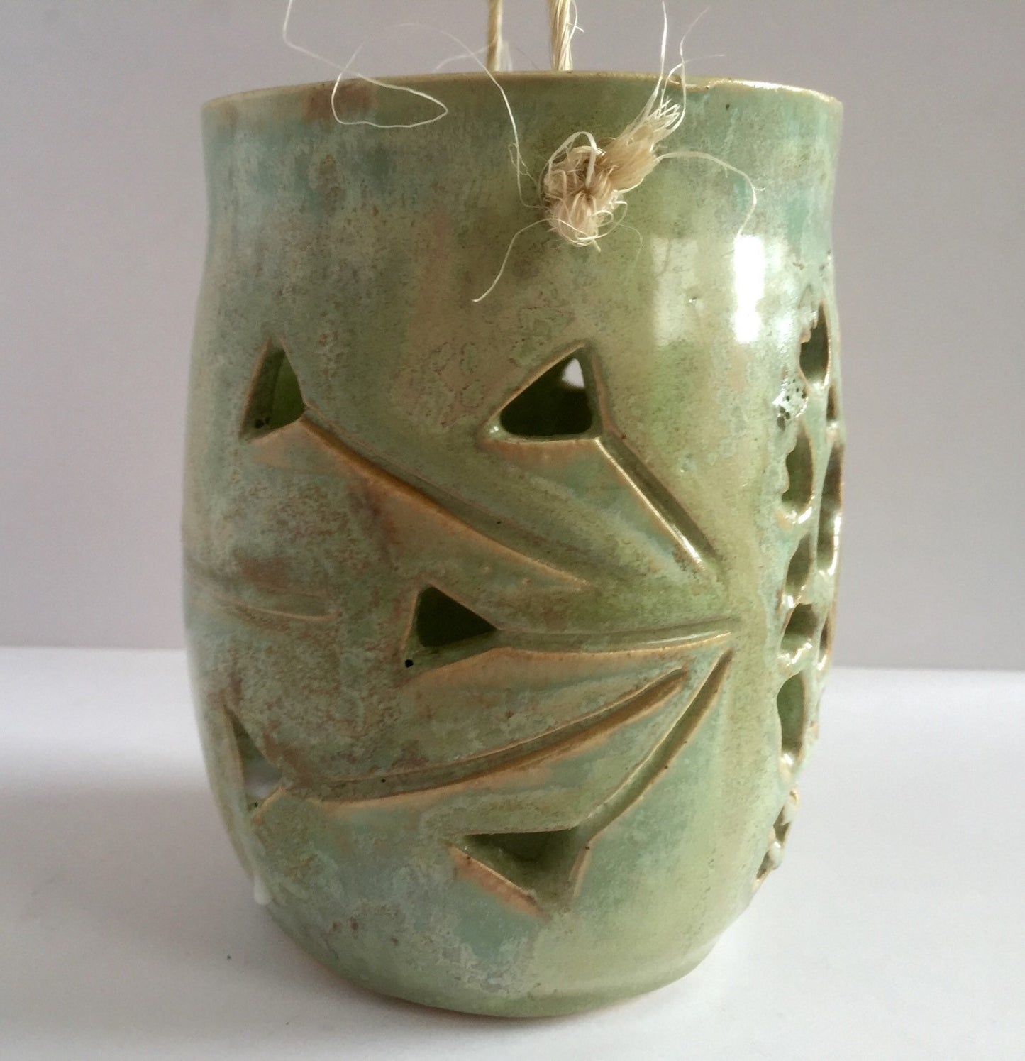 ceramics - candle lantern - sugar skull- blue/green