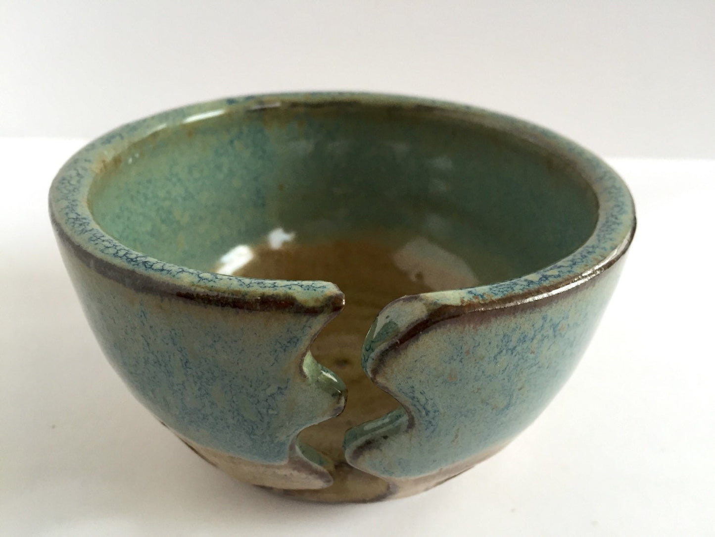 Yarnbowl ceramic Small Handmade  in almond and teal