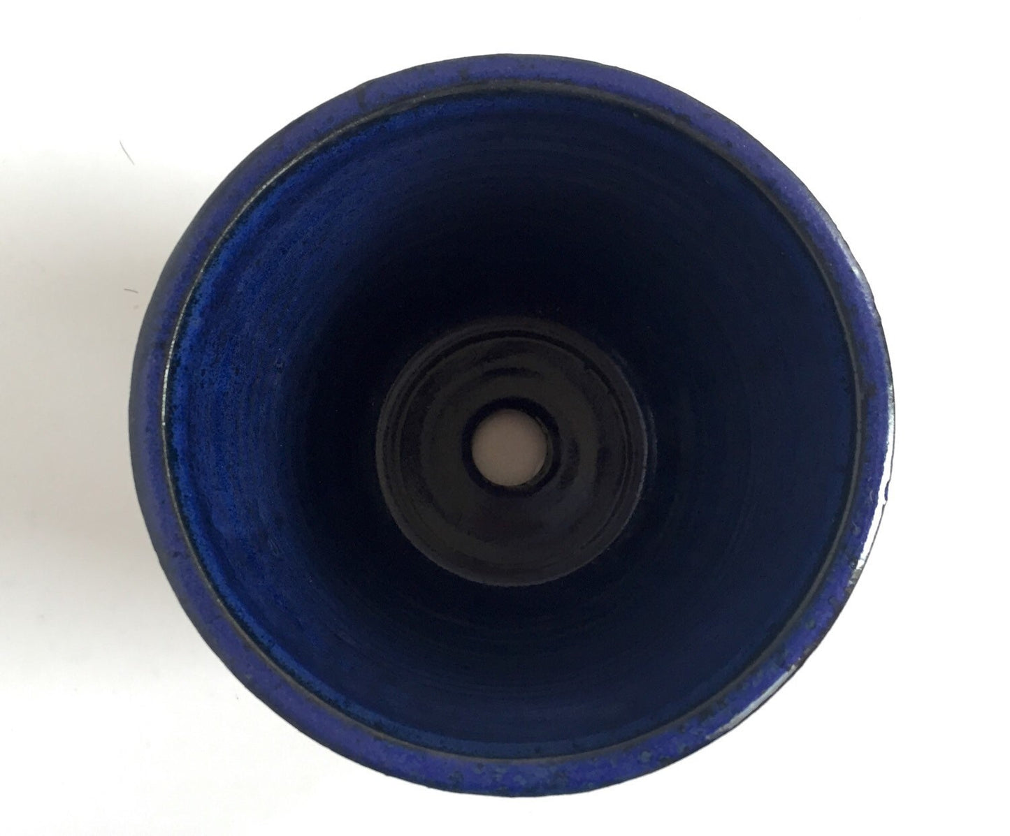 ceramic planter handcarved arrow design in cobalt blue