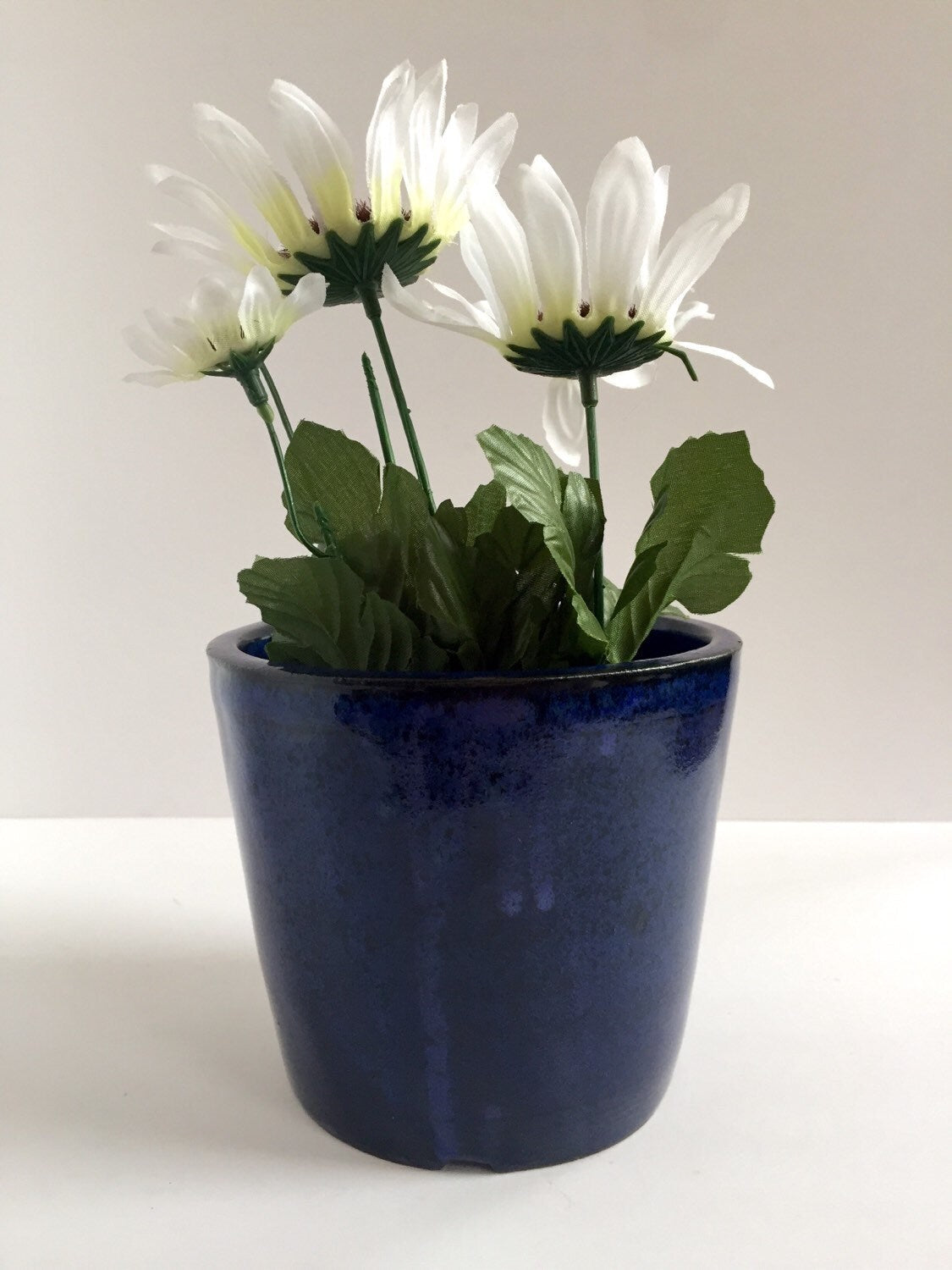 ceramic planter in cobalt blue