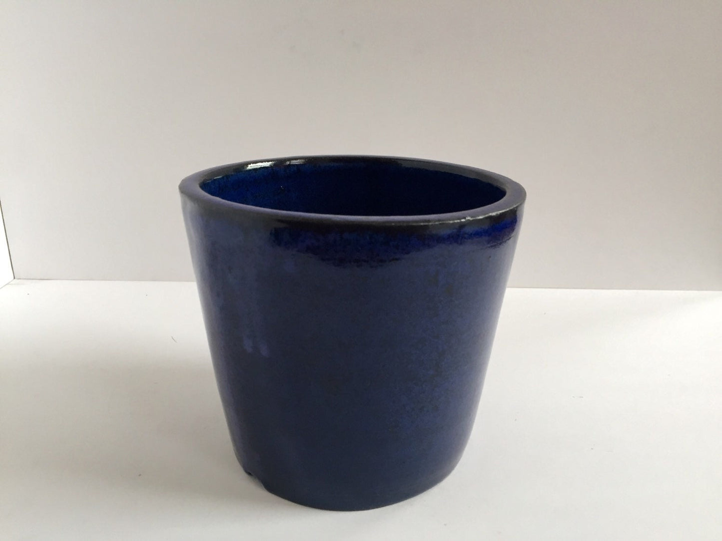 ceramic planter in cobalt blue