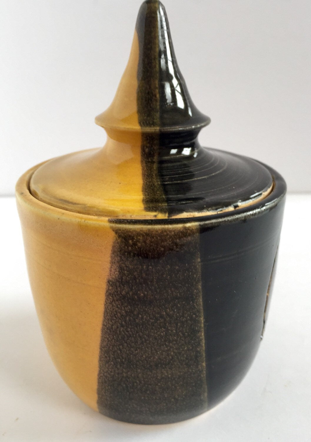 harry potter themed ceramic jar in hufflepuff colors