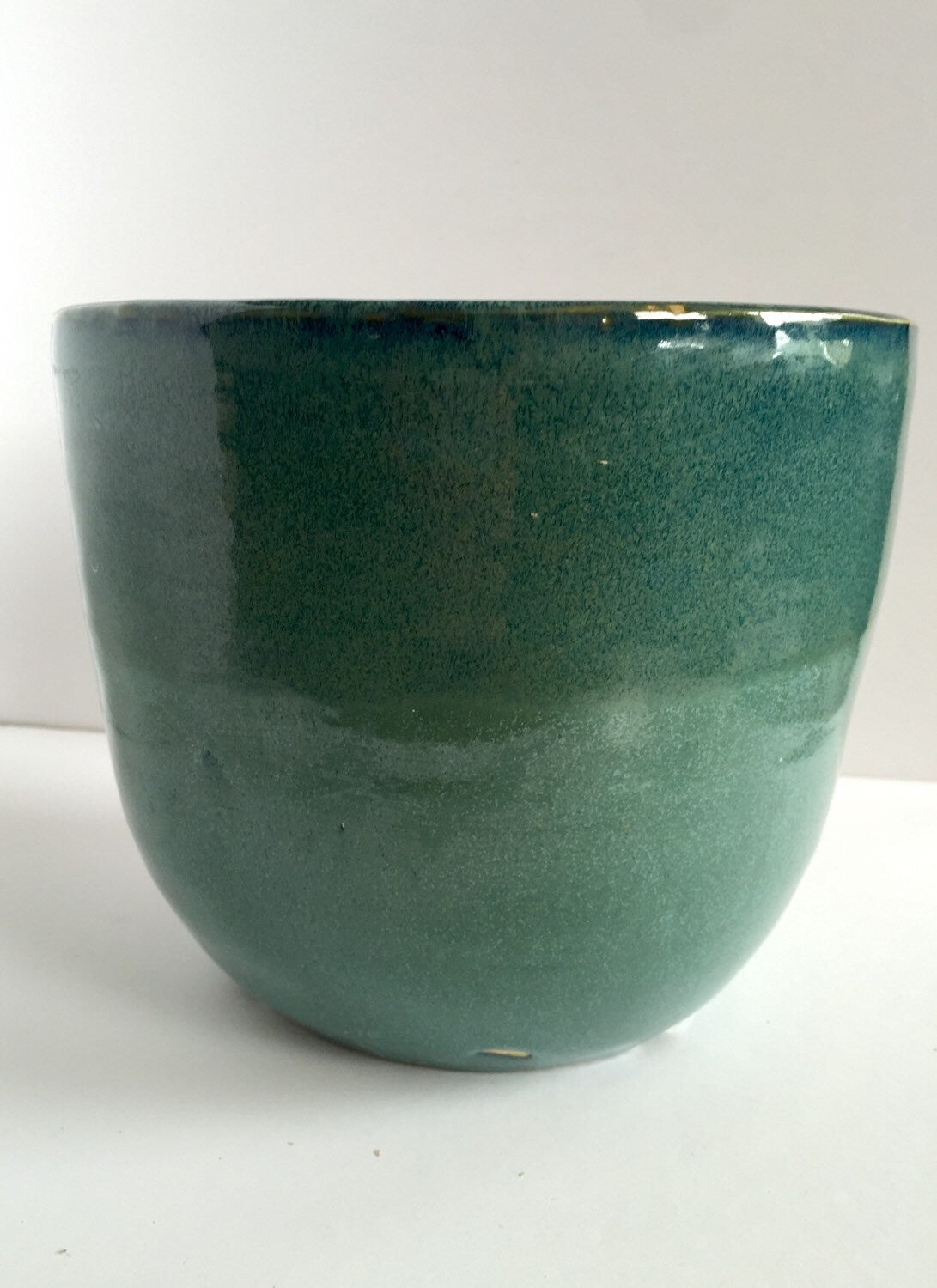 Large ceramic planter in blue green indoor or outdoor use