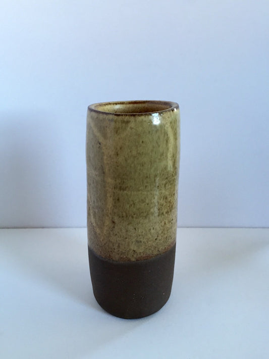Tall Ceramic vase with sand colored  glaze.