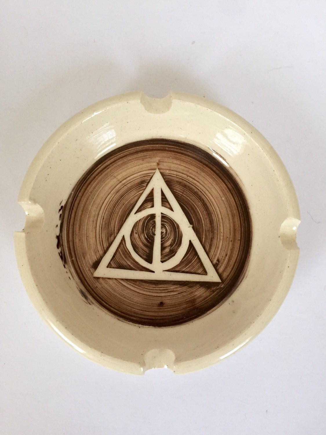Harry pottery deathly hallows themed ashtray in sepia