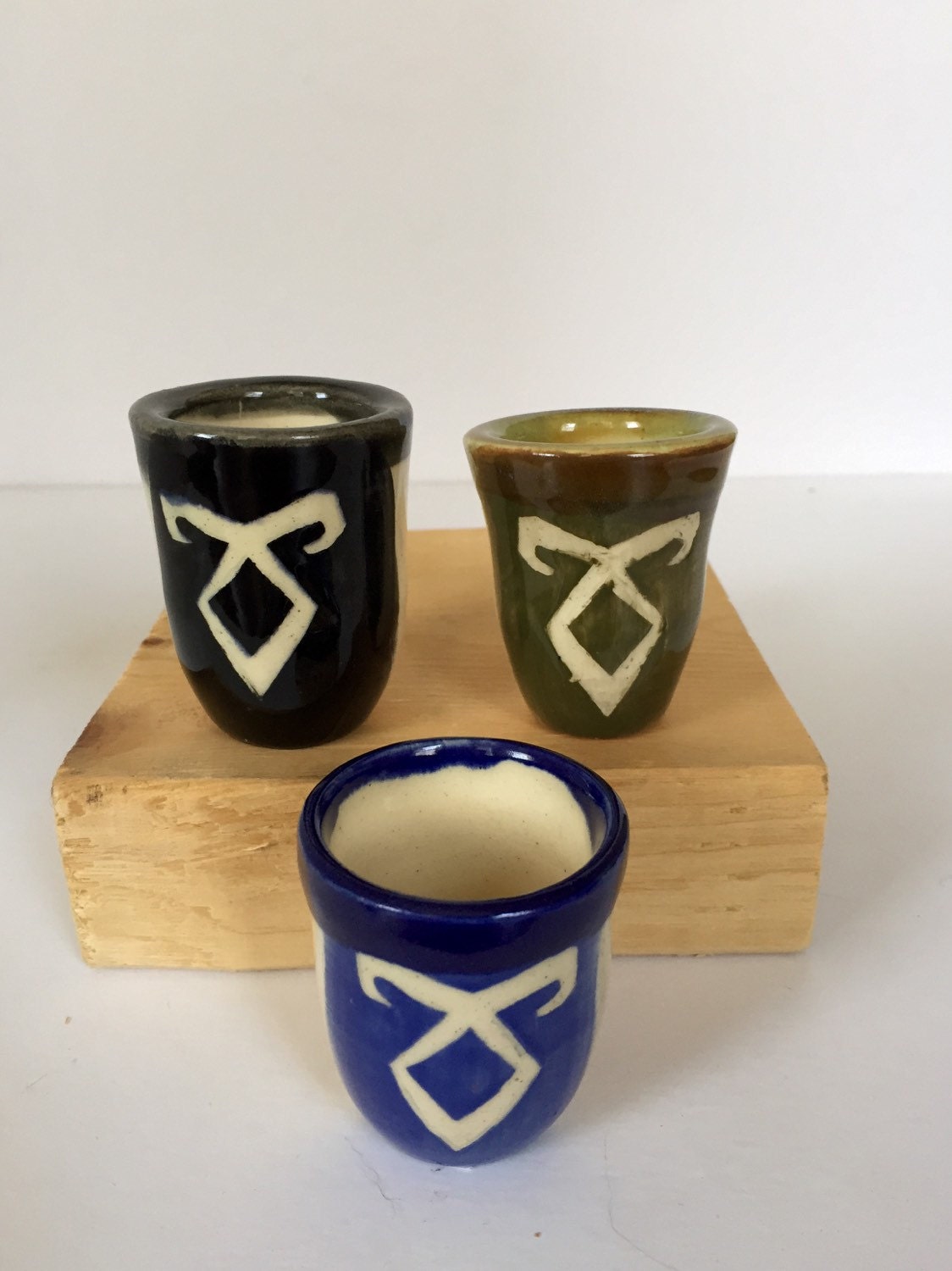 The mortal instruments themed ceramic shot glass in blue black or green