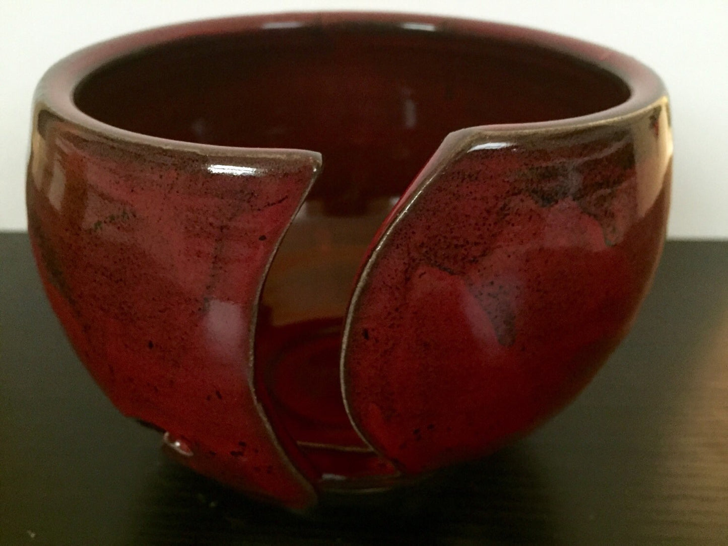 yarnbowl for knitters ceramic in red