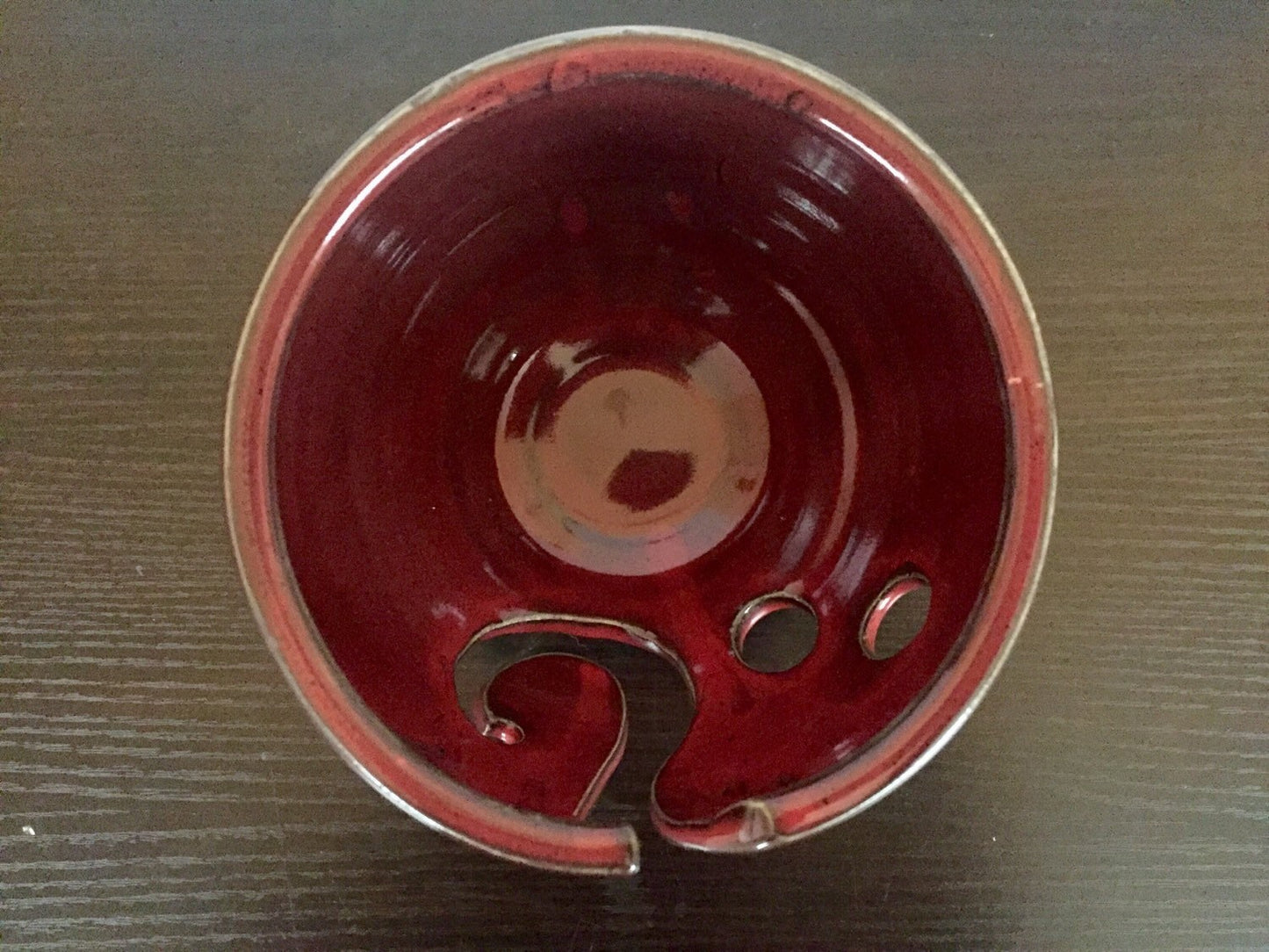 yarnbowl for knitters ceramic in red